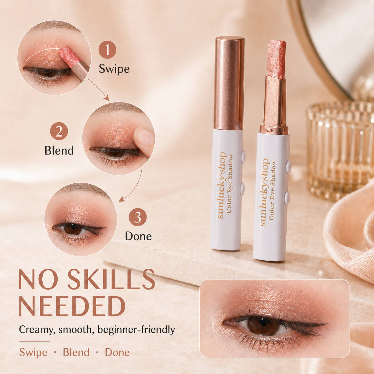 🌟Dual-Tone Eyeshadow Stick Set — 6 Color Waterproof Gradient Eye Shadow Crayons
