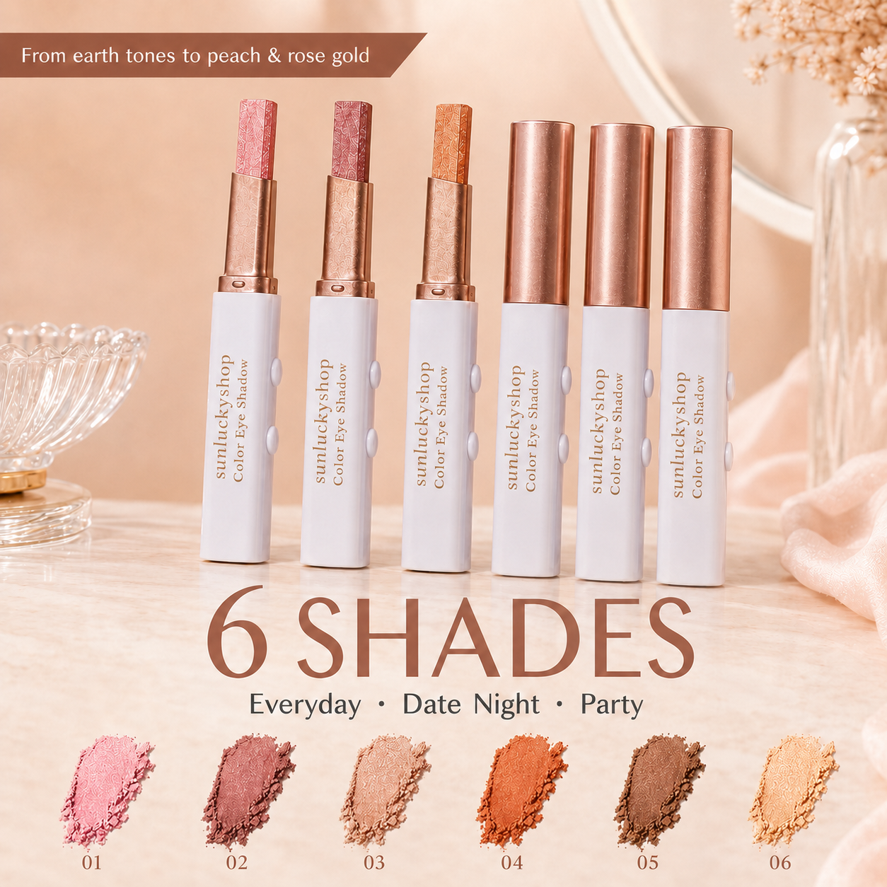🌟Dual-Tone Eyeshadow Stick Set — 6 Color Waterproof Gradient Eye Shadow Crayons
