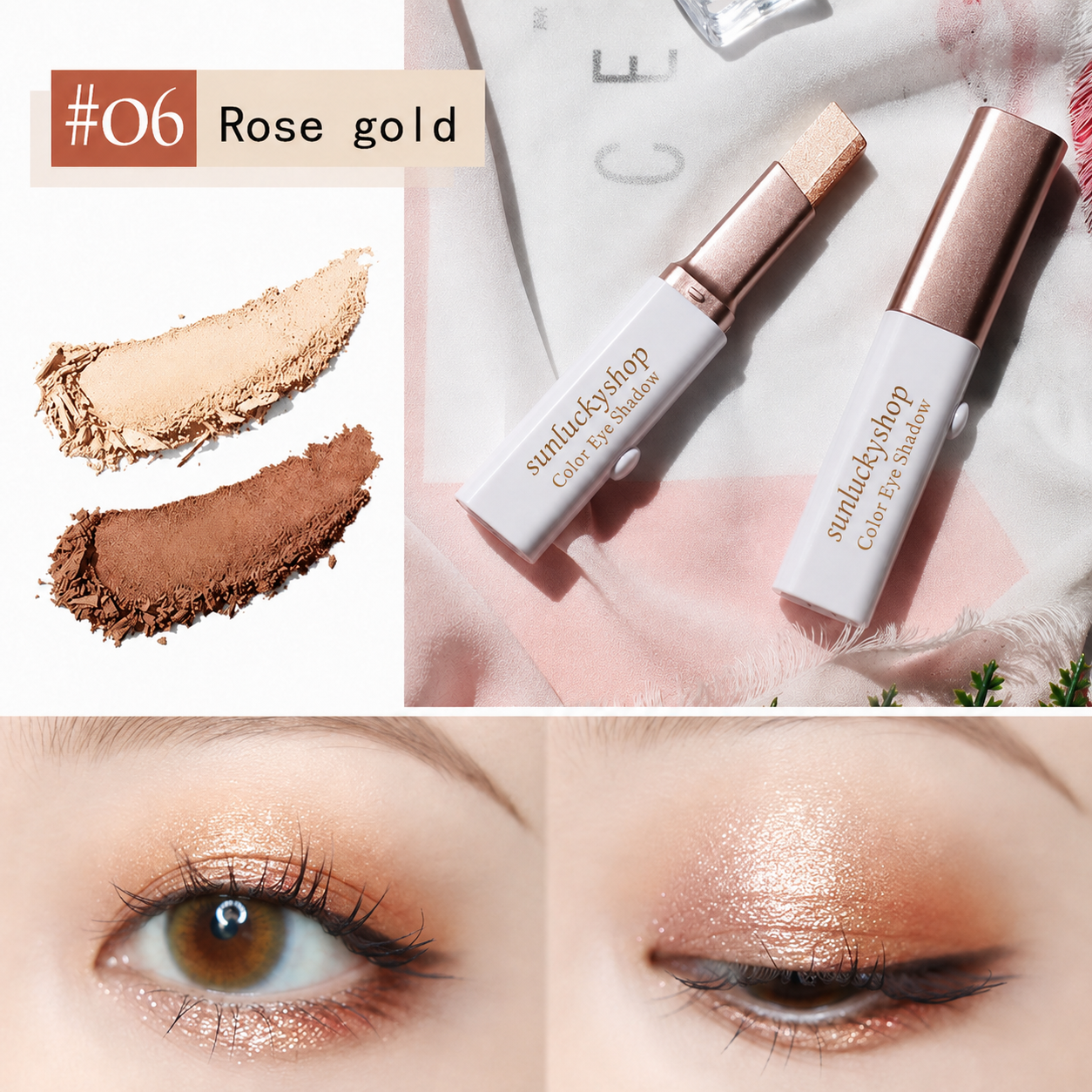 🌟Dual-Tone Eyeshadow Stick Set — 6 Color Waterproof Gradient Eye Shadow Crayons