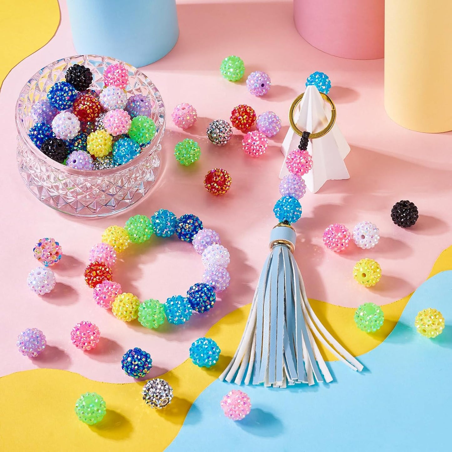 Colorful Rhinestone Craft Beads – 100 Pieces