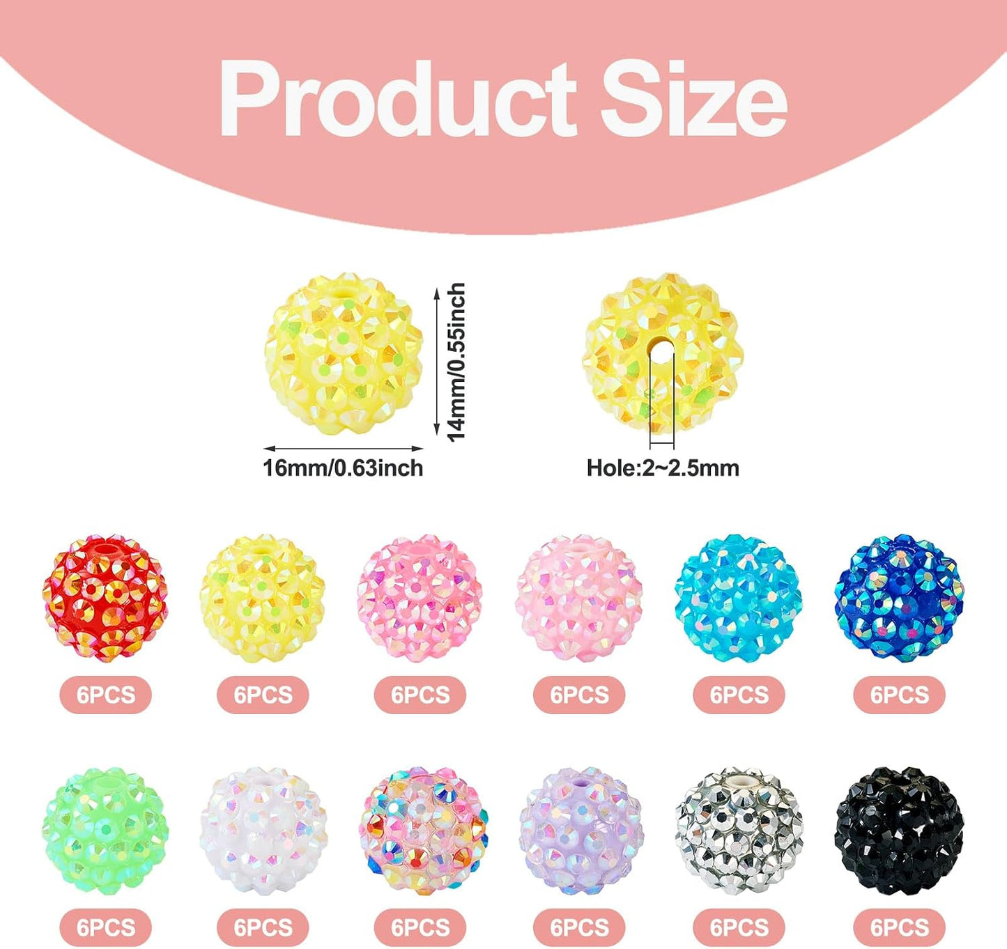 Colorful Rhinestone Craft Beads – 100 Pieces